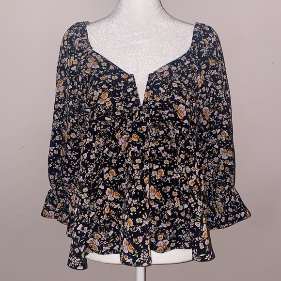 Entro Boho Floral Babydoll Peasant Blouse - Picture 1 of 15